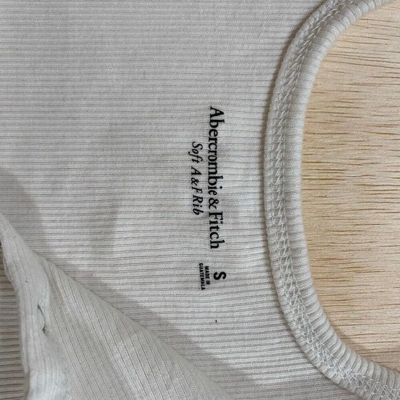 Abercrombie & Fitch White Ribbed Henley Tank Top Women’s Size S - Picture 3 of 5